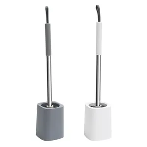 Juego de escobilla y portaescobillas de baño minimalista moderno en colores gris y blanco