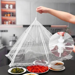 Cloche alimentaire pliable en maille dentelle blanche pour table contre les mouches