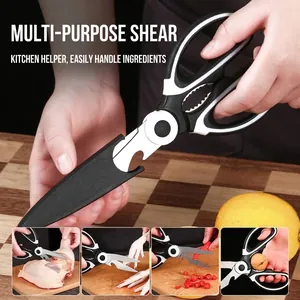 Multipurpose stainless steel kitchen scissors for meat and food preparation