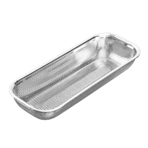 Professional rectangular stainless steel mesh drainer basket for kitchen cutlery storage