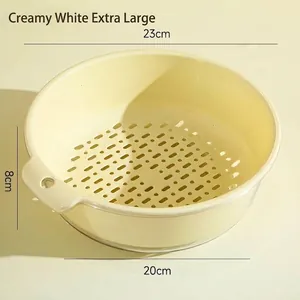 Extra large creamy white kitchen drainage basket for fruit and vegetable washing