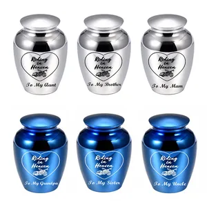 Custom engraved stainless steel cremation urns with motorcycle 'Riding in Heaven' design