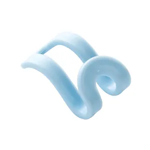 Space-saving light blue plastic clothes hanger connector hooks for closet organization