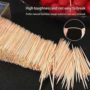 Lot de 3000 cure-dents en bambou jetables à double pointe extra fins avec support
