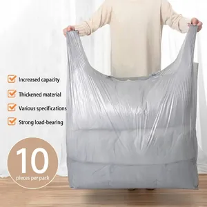 Extra large thickened grey plastic storage bag for quilts and clothes moving, 10 pack