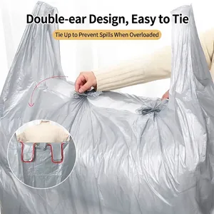 Large thickened silver moving bag with double handles for easy tying and storage
