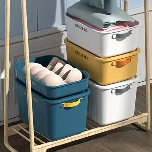 Caja de Almacenamiento de Escritorio Apilable Con Tapa Gran Capacidad Contenedor de Plástico PP para Ropa Juguetes Caja de Almacenamiento para Armario