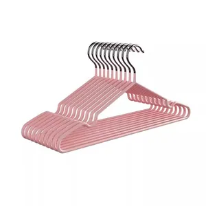 Set of 10 heavy-duty non-slip pink clothes hangers for home and dormitory storage