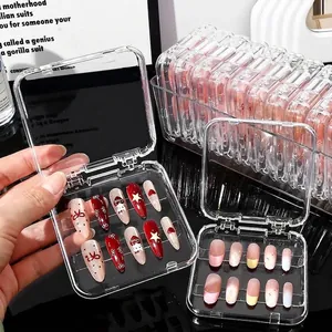 Cajas transparentes de acrílico para uñas postizas a prueba de polvo organizador