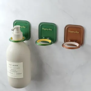 Wall Mounted No-Drill Shower Gel Holder Plastic Shampoo Bottle Rack Bathroom Kitchen Storage Organizer Happy Day Design