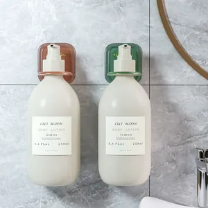 Wall-mounted shower gel bottle holder for bathroom, no-drill adhesive liquid soap storage rack