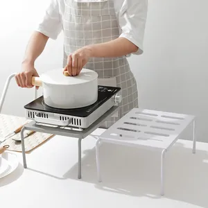 Heavy duty white and grey metal kitchen cabinet shelf organizers for pots