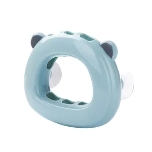 Simpatico portaspazzolino a ventosa a forma di orso blu per montaggio a parete in bagno