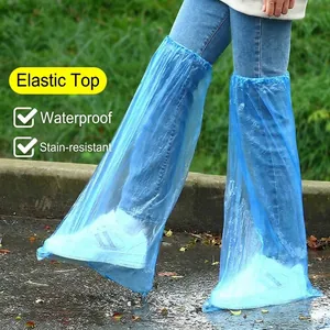 Einweg PE Wasserdicht Lange Überschuhe Overknee Hoher Schaft Regenschutz Stiefelüberzug Für Draußen Reisen