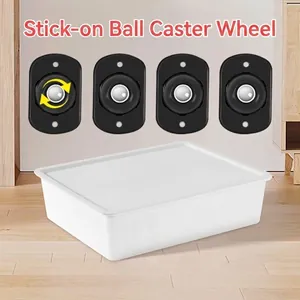 4 Pièces Roulettes Universelles Adhésives Mini Roues Pivotantes Rotation à 360 Degrés Poulie pour Boîte de Rangement Poubelle Bille Acier