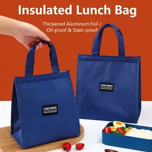 Borsa termica portatile per il pranzo con rivestimento in alluminio ispessito blu