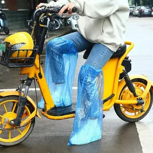 Einweg-Überziehschuhe aus PE, kniehoch, wasserdicht für Regenschutz beim Radfahren