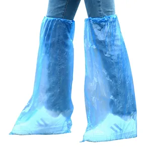 Blaue Einweg-PE-Gamaschen für Regen- und Staubschutz, kniehoch und wasserdicht