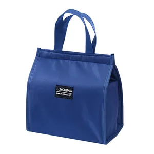 Borsa termica blu portatile con rivestimento in alluminio per ufficio e scuola