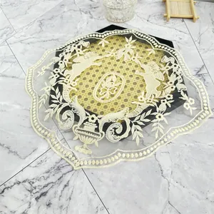 Vintage French Angel Embroidered Mesh Place Mat Floral Cupid Pattern Polyester Lace Applique For Sofa Home Decor Accessory