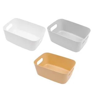 Lot de 3 boîtes de rangement de bureau rectangulaires en plastique avec poignées intégrées