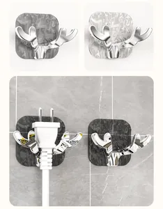 Luxury deer antler adhesive hook for organizing power plugs on bathroom tile walls