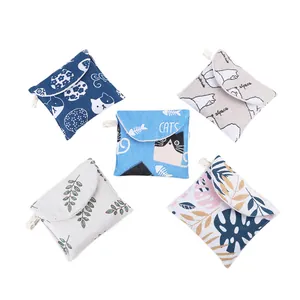 Set of five cute portable fabric storage pouches featuring lovely animal patterns