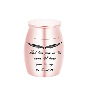 Stainless Steel Angel Wings Cremation Urn Necklace For Ashes Mini Memorial Jar Pendant Pet Human Keepsake Jewelry