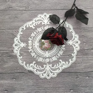 Französischer Vintage Blumen Stickerei Spitze Platzset Rund Quadratisch Tischläufer Für Kaffee Vase Dekor Hochzeit Party Haus Essen