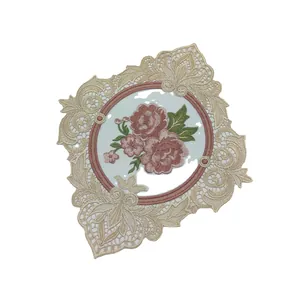Elegant hollow rose lace coaster decorative mat for table decor and photography props