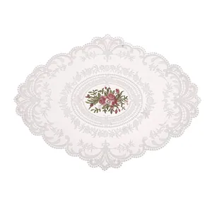 Eleganter ovaler Spitzen-Platzset im europäischen Stil mit Blumenstickerei für den Tisch