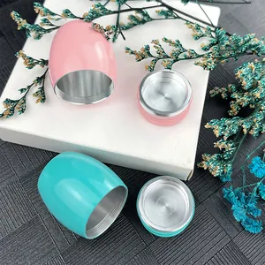Detail of aluminum alloy pet cremation urn with screw-on lid and brushed metal interior