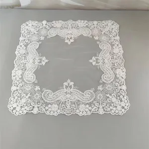 Tovaglietta in Pizzo Con Ricamo a Cordoncino Vintage Europeo Bianco Poliestere Quadrato Motivo Floreale Panno Antipolvere Mobili