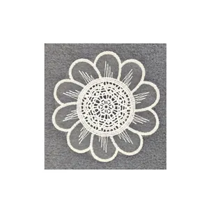 Exquisite white circular mesh embroidered floral lace coaster and DIY clothing patch