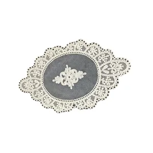 Elegant European style embroidered lace placemat with grey mesh center for table