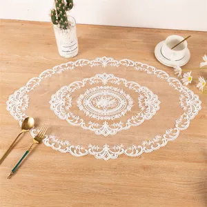 Elegante Europese witte kant ovale tafelloper voor romantische decoratie in huis