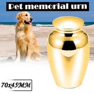 Piccola urna cineraria per animali in acciaio inossidabile dorato, misura 70x45mm