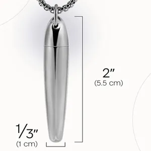 Polished stainless steel cylinder urn necklace memorial pendant with size dimensions