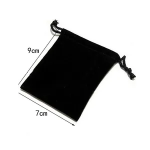 Premium Samtbeutel in Schwarz mit Kordelzug für Schmuck und Urnenanhänger 7x9cm