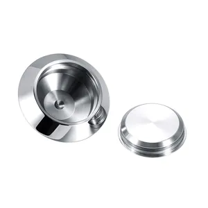 Silver stainless steel cremation urn for ashes and candle holder with matching lid