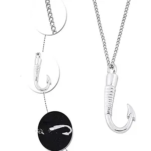 Collana urna cineraria in acciaio inossidabile a forma di amo con inserti dettagliati