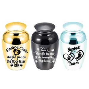 Set of three small pet cremation urns for dogs and cats with cute quotes 70x45mm