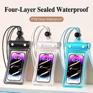 Universal Floating Waterproof Phone Pouch IPX8 Water Resistant Case Transparent Touch Screen Dry Bag With Lanyard For Swimming Diving