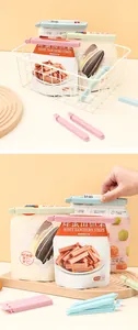 Set of 5 colorful pastel plastic sealing clips for food bags and snacks packaging