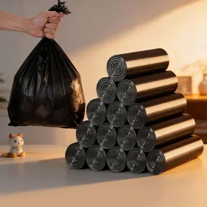 Bolsas de Basura de PE Engrosadas Duraderas de Boca Plana Diseño Perforado para Cocina Oficina Eliminación de Residuos Domésticos