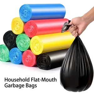 Bolsas de basura domésticas planas y gruesas de varios colores en rollos prácticos