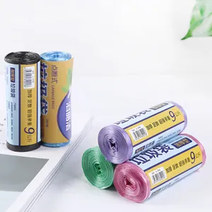Bolsas de basura engrosadas con precorte en cinco colores vibrantes para hogar y oficina.