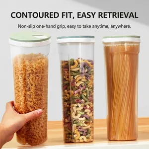 Food-grade airtight tall pasta storage canister set with ergonomic grip for kitchen
