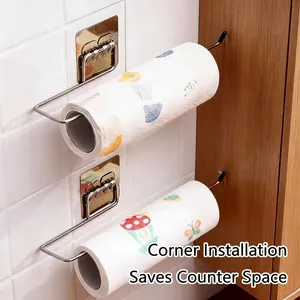 Wall-mounted stainless steel kitchen paper towel holder for space-saving organization