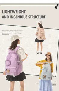 Korean style padded school backpack for girls in multiple pastel colors